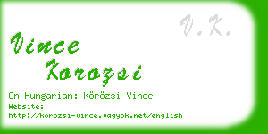 vince korozsi business card